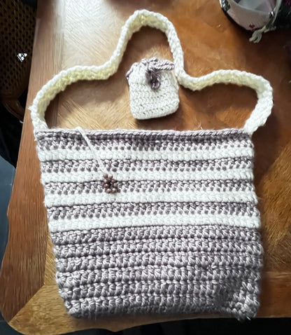 Sac lilas/gris et blanc