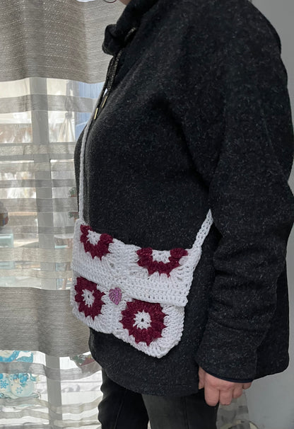 Sac protège livre blanc et bordeaux