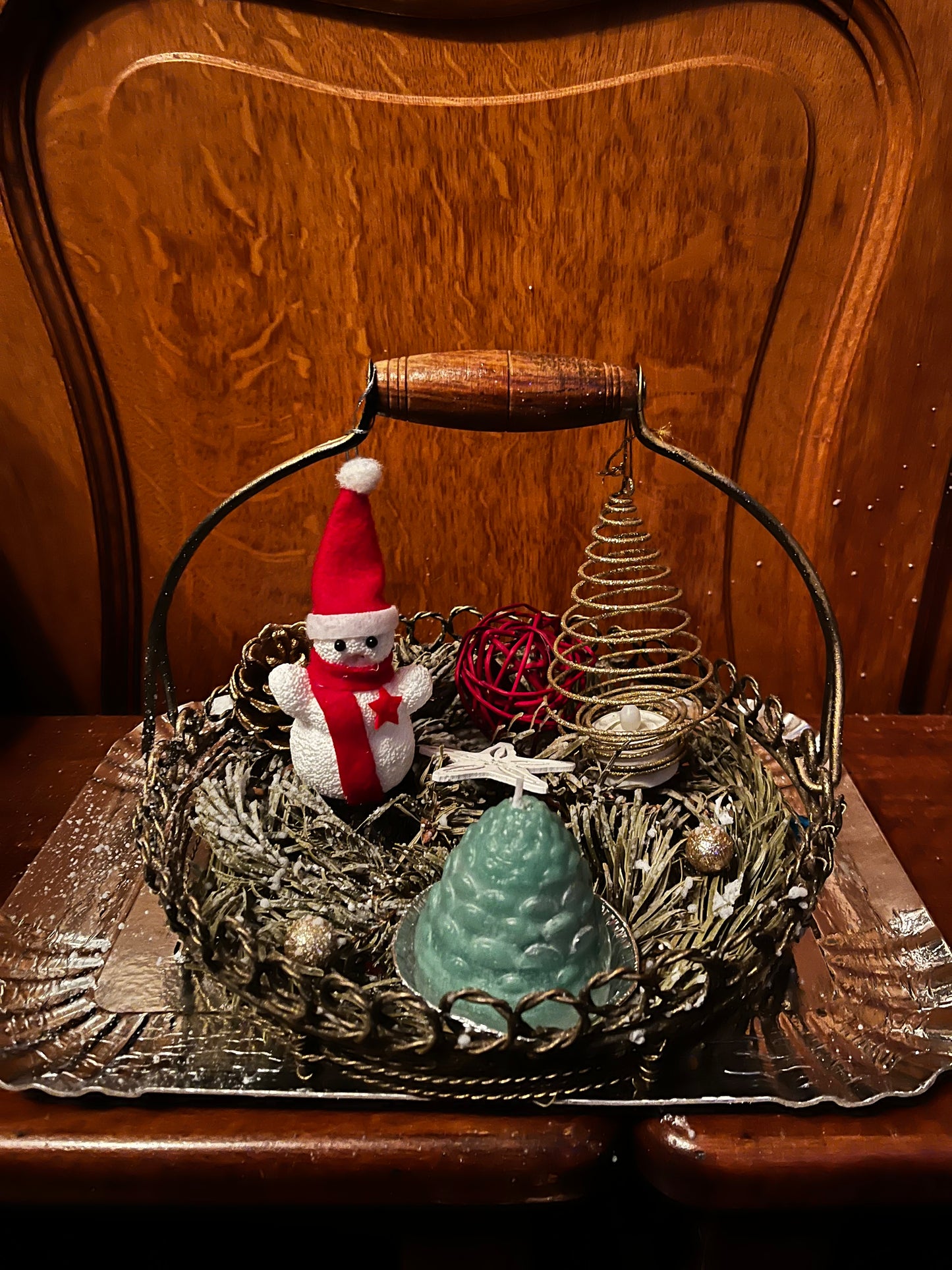 Centre de table dans un panier