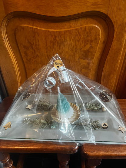 Centre de table avec bougie sapin pour les fêtes de fin d année