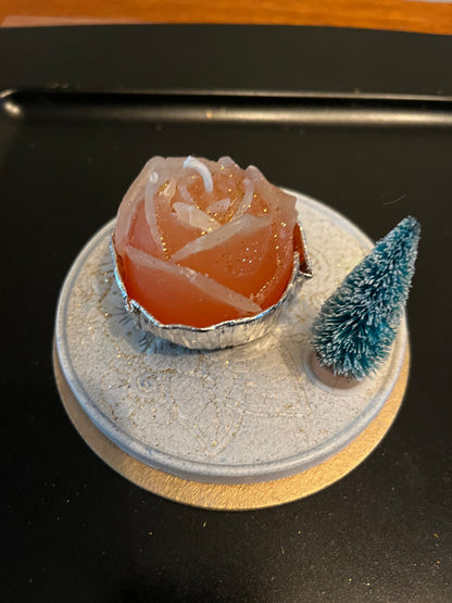 Plateau rond avec bougie