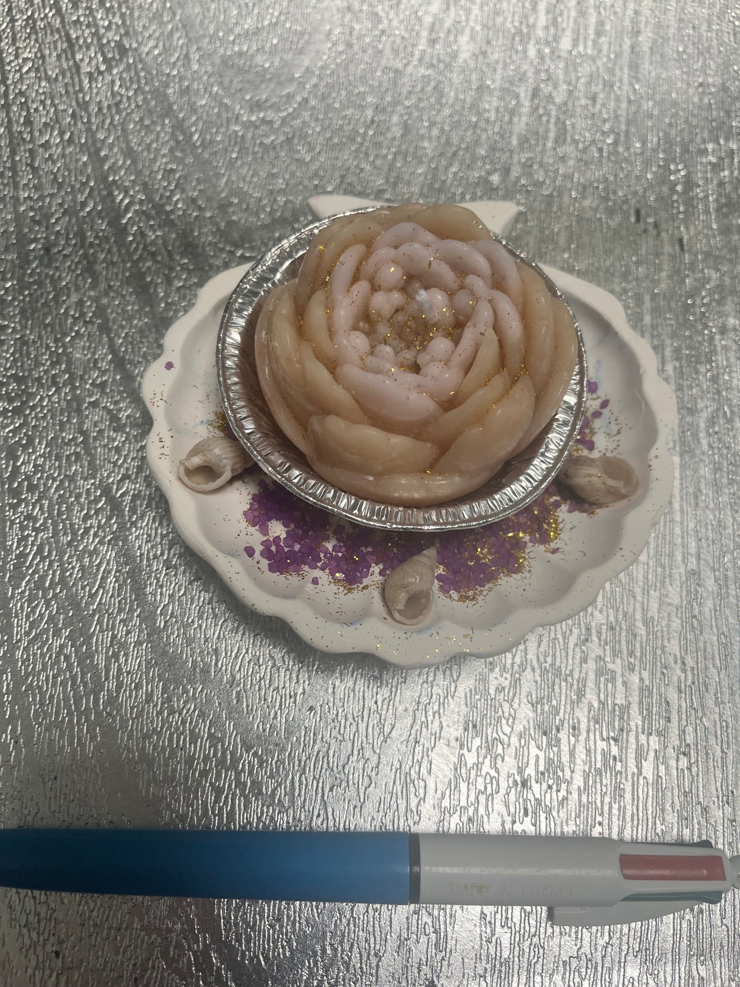 Bougie / coquille st Jacques en plâtre