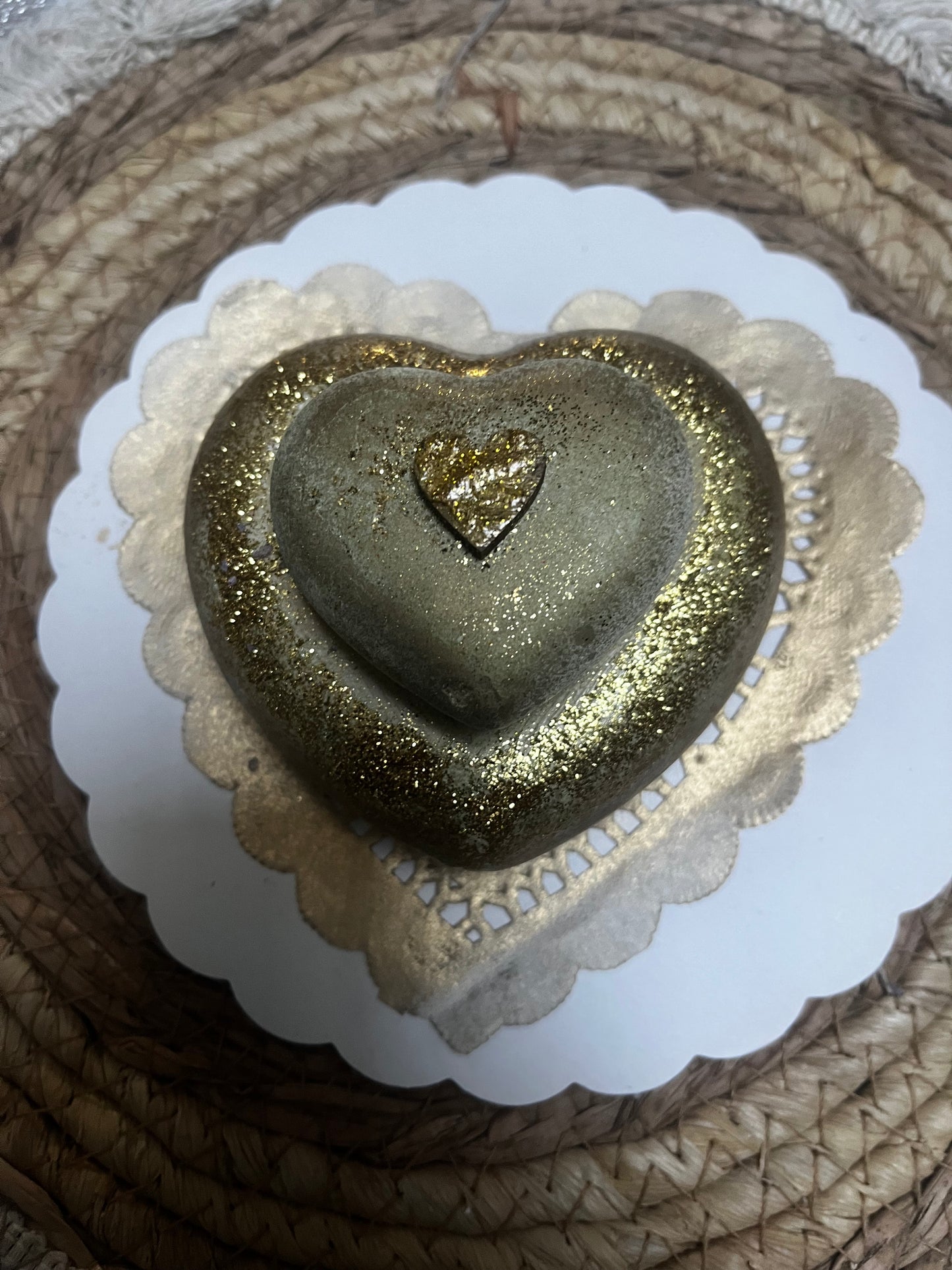 Bougie / cœur en plâtre