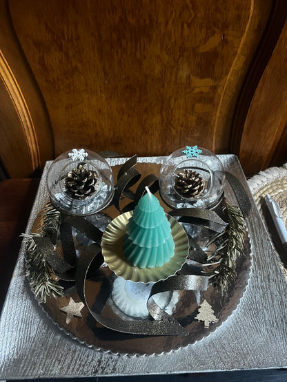 Centre de table avec bougie sapin pour les fêtes de fin d année