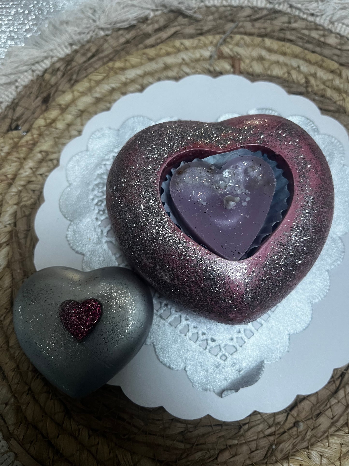 Bougie / cœur en plâtre