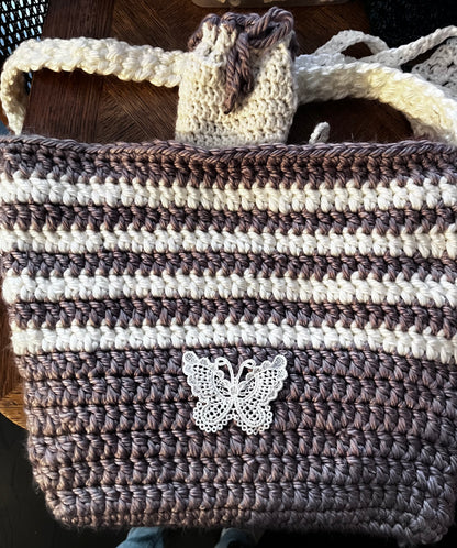 Sac lilas/gris et blanc