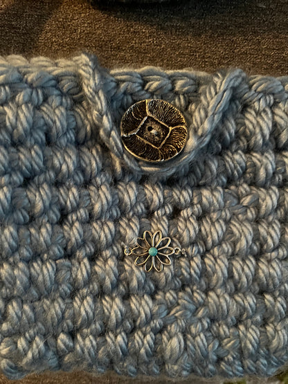 Sac bleu clair +porte monnaie assorti