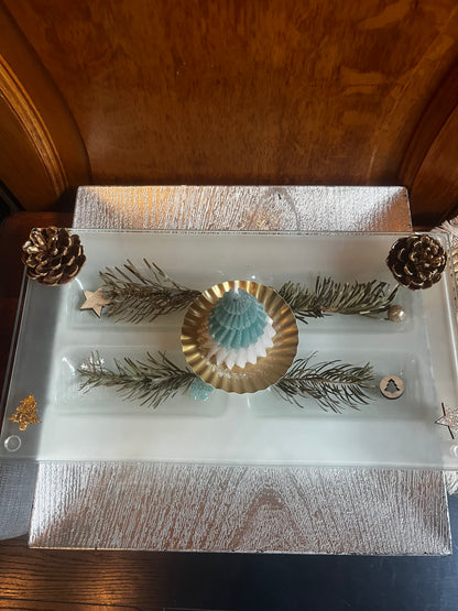 Centre de table avec bougie sapin pour les fêtes de fin d année