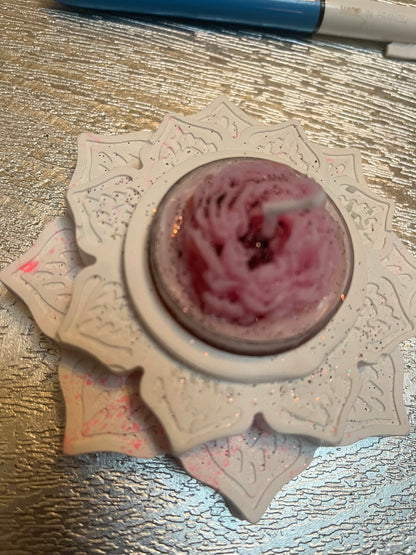 Bougie / fleur de lotus en plâtre