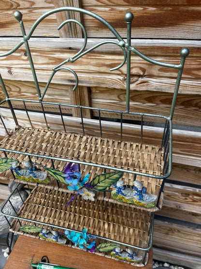 Étagère double panier avec déco canards