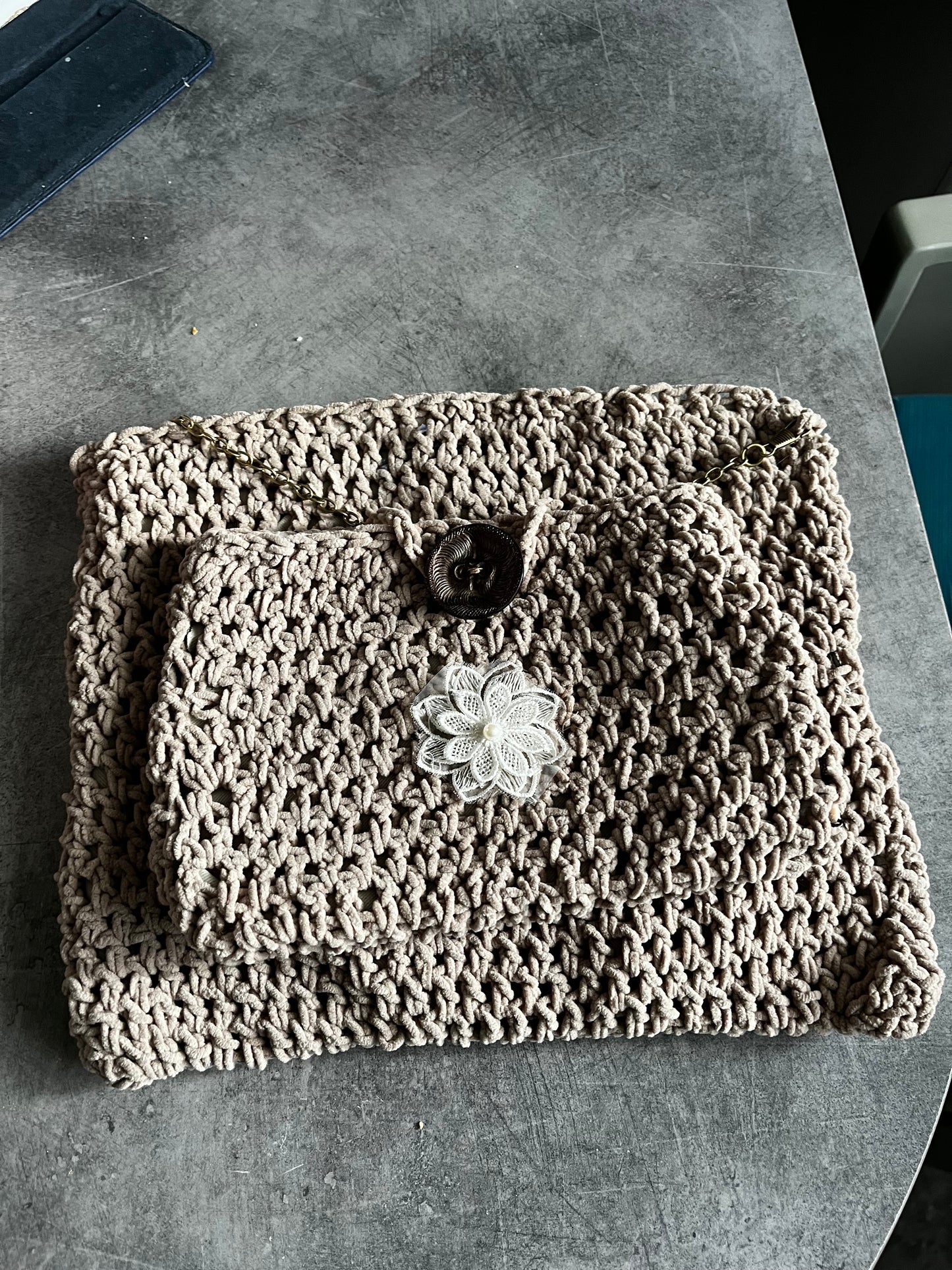 Sac et pochette beige