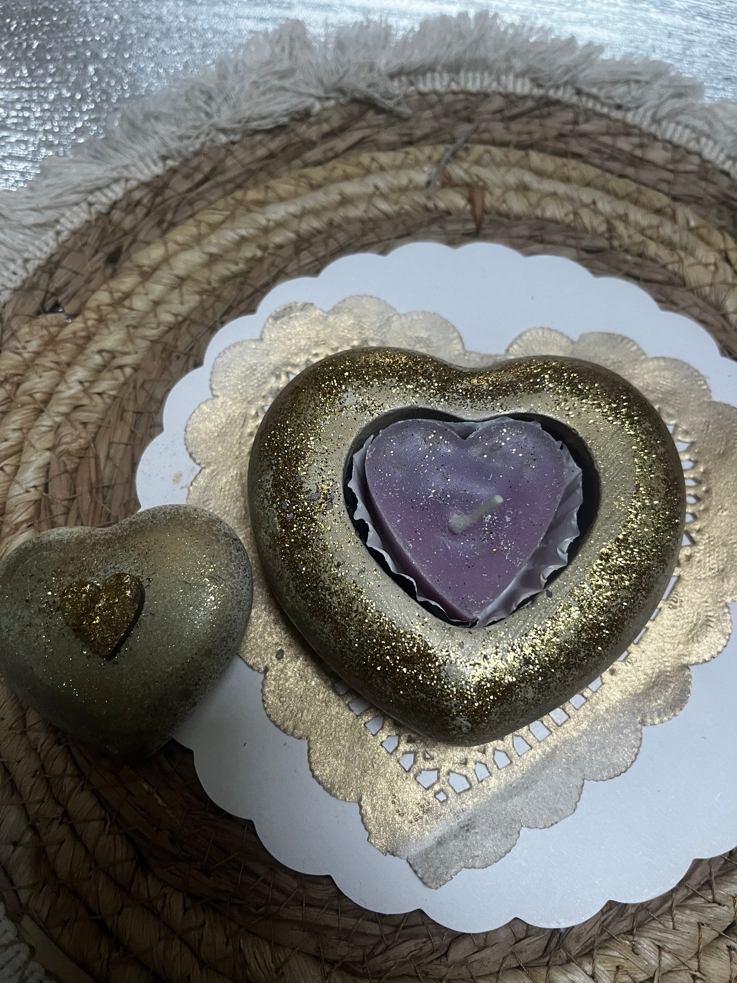 Bougie / cœur en plâtre