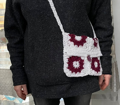 Sac protège livre blanc et bordeaux