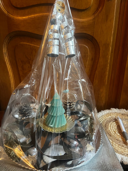 Centre de table avec bougie sapin pour les fêtes de fin d année