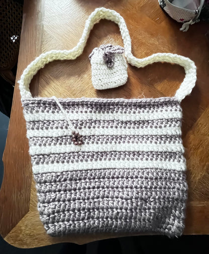 Sac lilas/gris et blanc