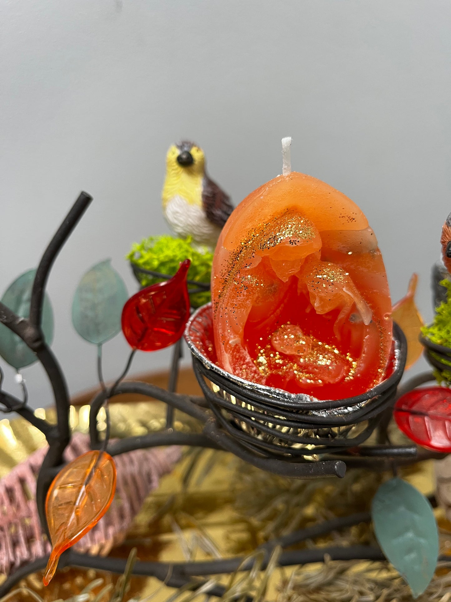 Centre de table avec deux bougies de Noël