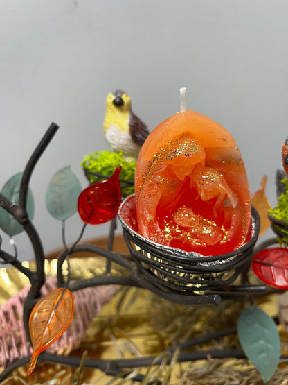 Centre de table avec deux bougies de Noël