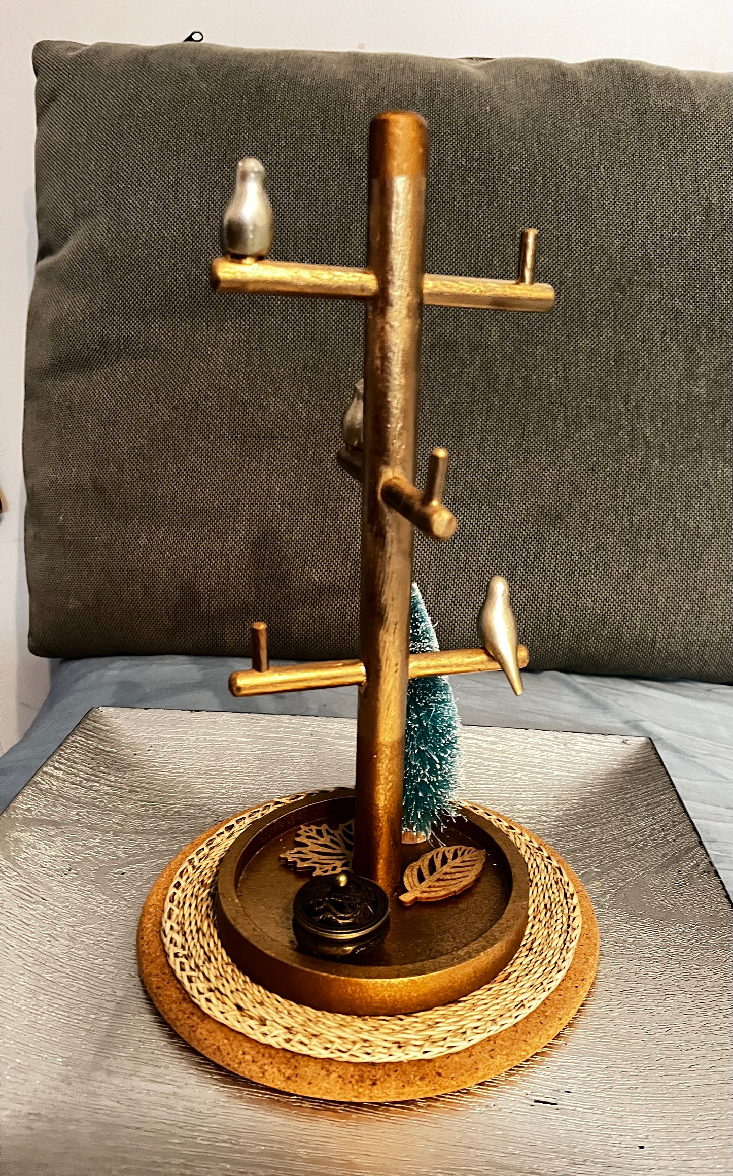 Porte bijoux en bois avec décor oiseaux