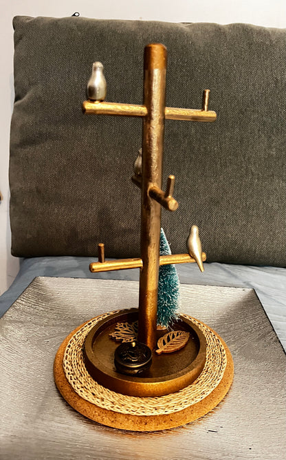 Porte bijoux en bois avec décor oiseaux