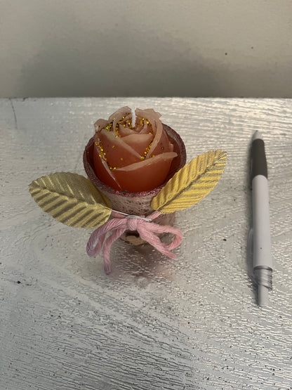 Bougie / petit verre rose