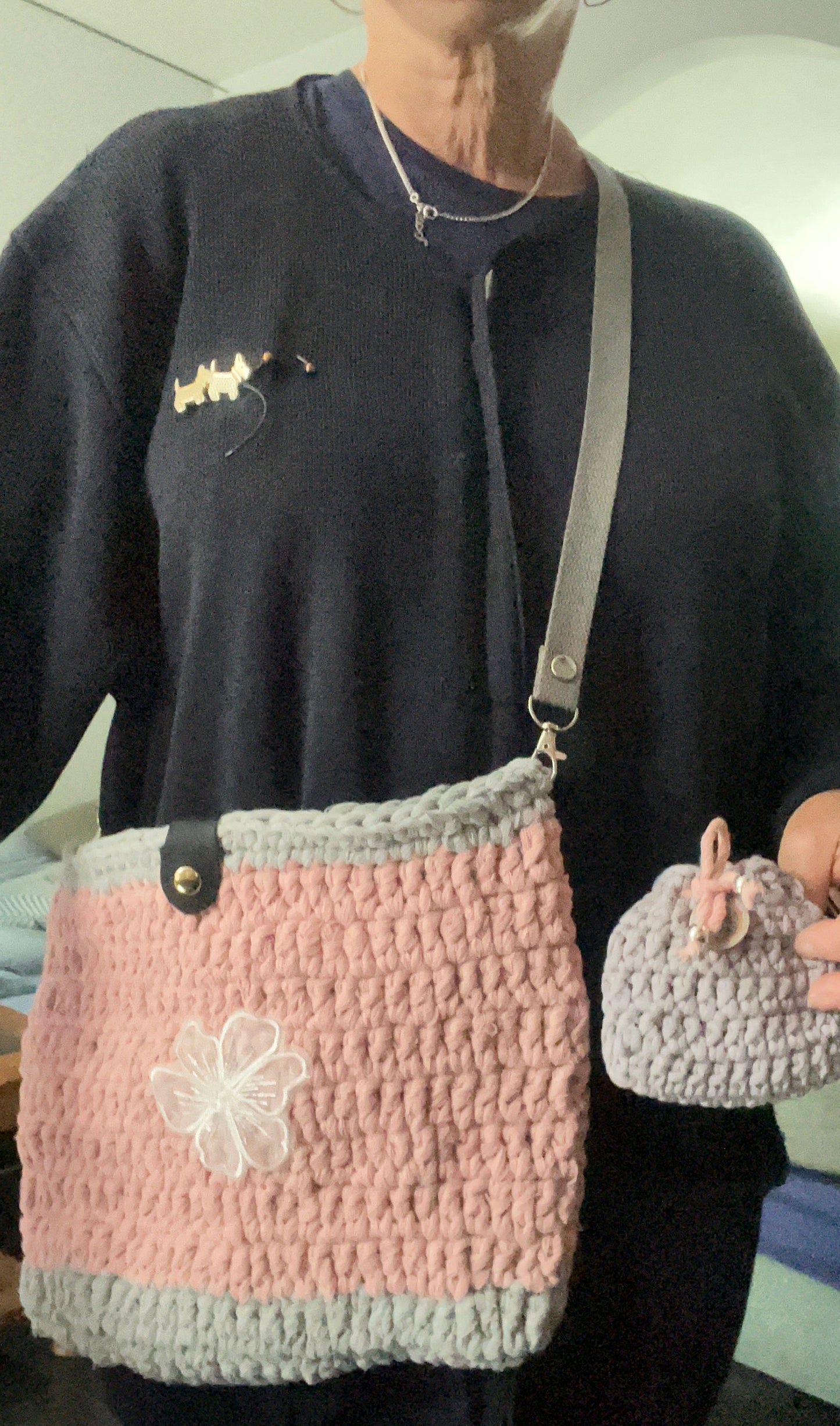Sac rose et gris